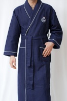 Вафельный халат с вышивкой (10070 синий)- Экстра легкость!